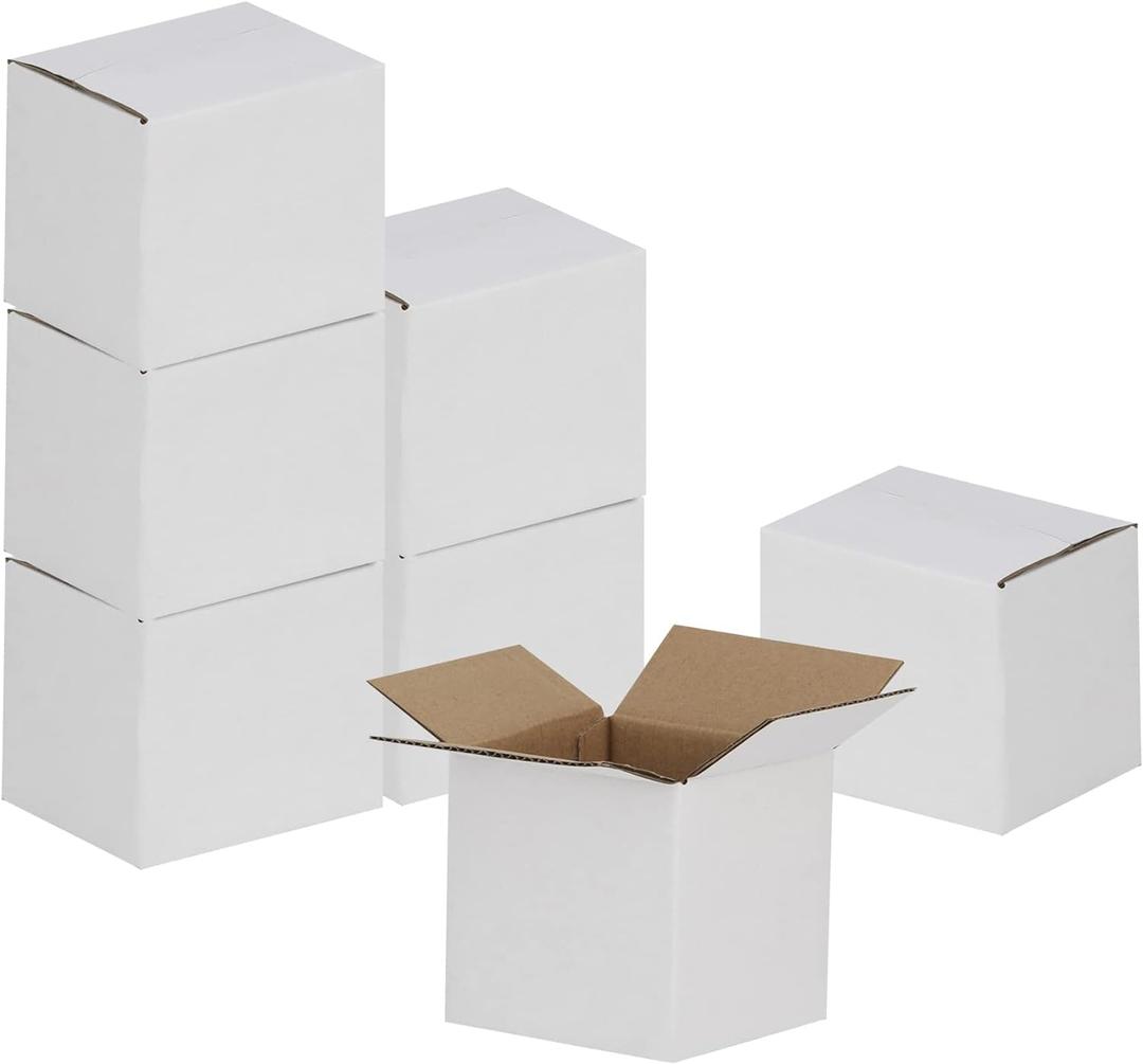 4x4x4 inches Shipping Boxes 30 Pack, Kraft Corrugated Small Cardboard Boxes for Mailing Packing, White