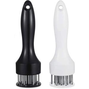 Meat Tenderizer Tool, 1 Pair Black and White, with 21 Ultra Sharp Stainless Steel Needle Blades, Profession Kitchen Gadgets