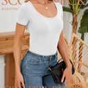 5 Pack Women's Scoop Neck Short Sleeve Shirts Fitted Tops Bulk Casual Basic Stretchy Tight Summer Multipack Tees (S)