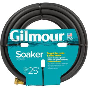 Gilmour 5/8" x 25' Round Weeper Soaker Hose for Garden Beds, Drip Irrigation Outdoor Hose, Flexible Garden Hose for Vegetable Gardens, Flower Beds, Lawns, and Orchards