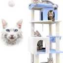 Globlazer Heavy Duty Cat Trees for Large Cats, Sturdy 72in Maine Coon Cat Tree for Large Cats 20 lbs+ Heavy Duty Cat Tower for Adult Biggest Cat with 6 Scratching Posts, Hammock, S72, Ocean Blue