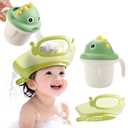 FUNUPUP Baby Shower Cap with Rinse Cup Hair Washing Shield Adjustable Bath Visor Control Flow Rinser Boys Girls Essentials Bathroom Accessories Newborn Must Haves Items Store Registry for Bathtime