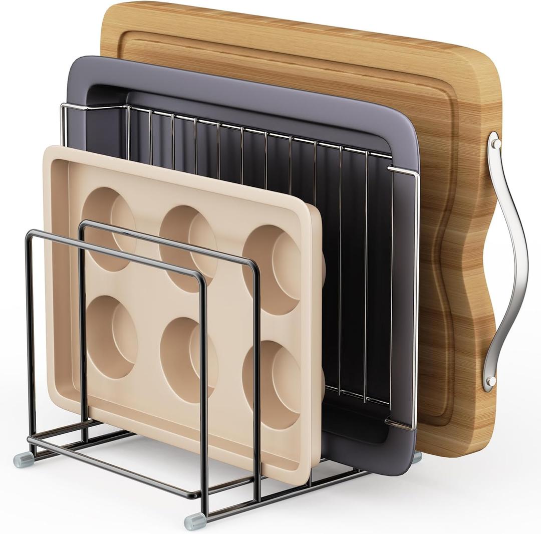 Cutting Board Organizer-1.6in Wide Kitchen Cutting Board Holder Stand for Pan,Baking Sheets,Cookie Sheets with 4 Slots,Baking Sheet Oragnizer(1PC-Large)