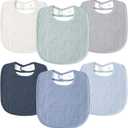 Susurration Muslin Baby Drool Bibs 6Pack Soft Square Adjustable Baby Bandana Bibs for Unisex Girls & Boys (Blue)