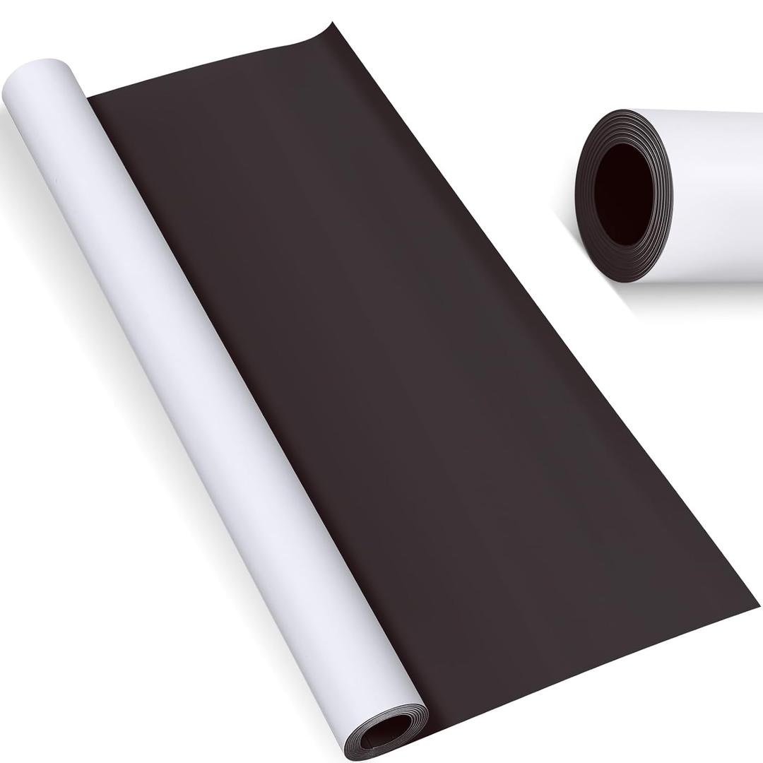 Amylove Blank White Surface Magnet Sheets 36 Inch x 12 Feet, 30 Mil Magnetic Roll Printable Flexible Vinyl Blank Magnetic Sign Sheet Safe for Vehicles DIY Craft Project