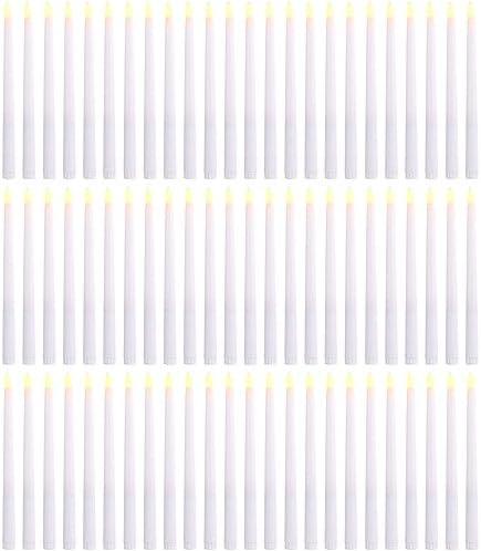 lifancy 72 Pcs Flameless Taper Candles, LED Flameless Candles Flickering Taper Fake Candles Bulk Battery Operated, Christmas Home Wedding Decor(0.8 X 11 Inch)
