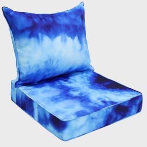 EAGLE PEAK Outdoor Deep Seat Patio Seat Cushion Set, 25 x 25 x 5 inch, 2-Piece Back Chair Cushion, Set of 1, Tie Dye Blue