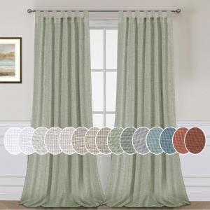 H.VERSAILTEX Natural Linen Curtains Linen Textured Semi Sheer Curtain Light Filtering Tab Top Window Treatments Panels Highly Durable Curtain Panels for Bedroom (2 Panels, 52" x 84", Sea Grass)