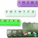 4 Pack Weekly (7-Day) Pill Organizer, 7 Days Pill Case Travel Daily Pill Box Portable Medicine Organizer and Planner with Compartment for Vitamins, Fish Oil, Supplements and Medication (4, Color)