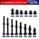 1/4-20 x 2 Hex Head Screw Bolt, Nuts, Flat & Lock Washers, 20Pcs 18-8 (304) Stainless Steel, Fully Threaded, Black Oxide by SG TZH