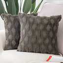 MADIZZ Set of 2 Soft Plush Short Wool Velvet Decorative Throw Pillow Covers 14x14 inch Dark Taupe Square Luxury Style Cushion Cases Pillow Shell for Sofa Bedroom