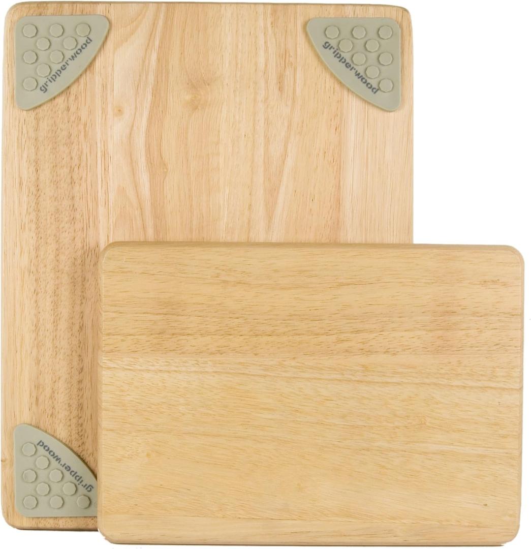 Architec Gripperwood Cutting Boards, Set of 2, Beechwood with Non-slip Gripper Feet, 11 by 8-Inches and 14 by 11-inches