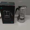 Coffee Gator 9 Cup Moka Pot, 15oz Stovetop Espresso Maker for Italian Coffee, Transparent Glass & Stainless Steel Design, Silver, 450ml