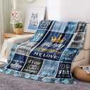 Gifts for Wife Blanket for Men Women Wife Her Couple,Blue Romantic Marriage Gifts for Her Throw Blanket,Happy Anniversary to My Wife from Husband, Valentines Gift Idea 50"x 60"