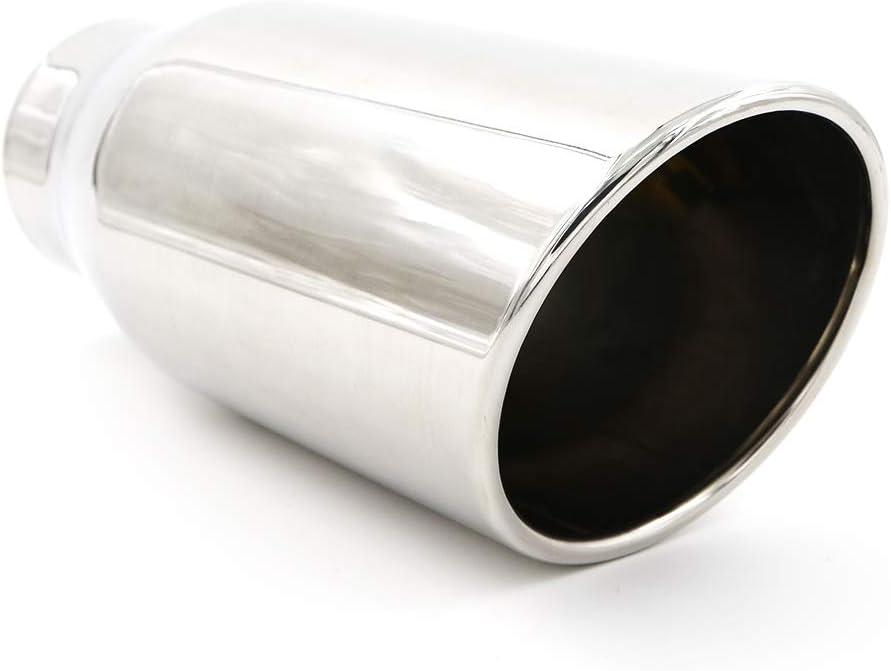 RP Remarkable Power, 3.5" Inlet - 5" Outlet 12" Long Stainless Steel Rolled Edge Exhaust Tip EXT21