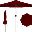 9 FT Patio Umbrella for Outdoor, Outdoor Umbrella with Push Button Tilt and Crank, Outdoor Patio Umbrellas with 8 Sturdy Ribs for Market, Garden, Deck, Backyard, Pool (Burgundy)