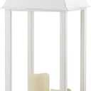 Alpine Corporation 28" Tall Indoor/Outdoor Candlelit Battery-Operated Lantern with Flickering Warm White LED Lights, Large - White