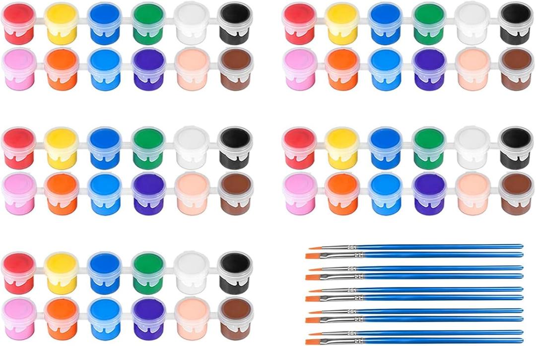 5 Pack Mini Acrylic Paint Set,12 Colors Acrylic Paints Strips for Adults Craft Paint,70 PCS Painting Kit Container Strips Storage, Perfect for Home Birthday Party Favors