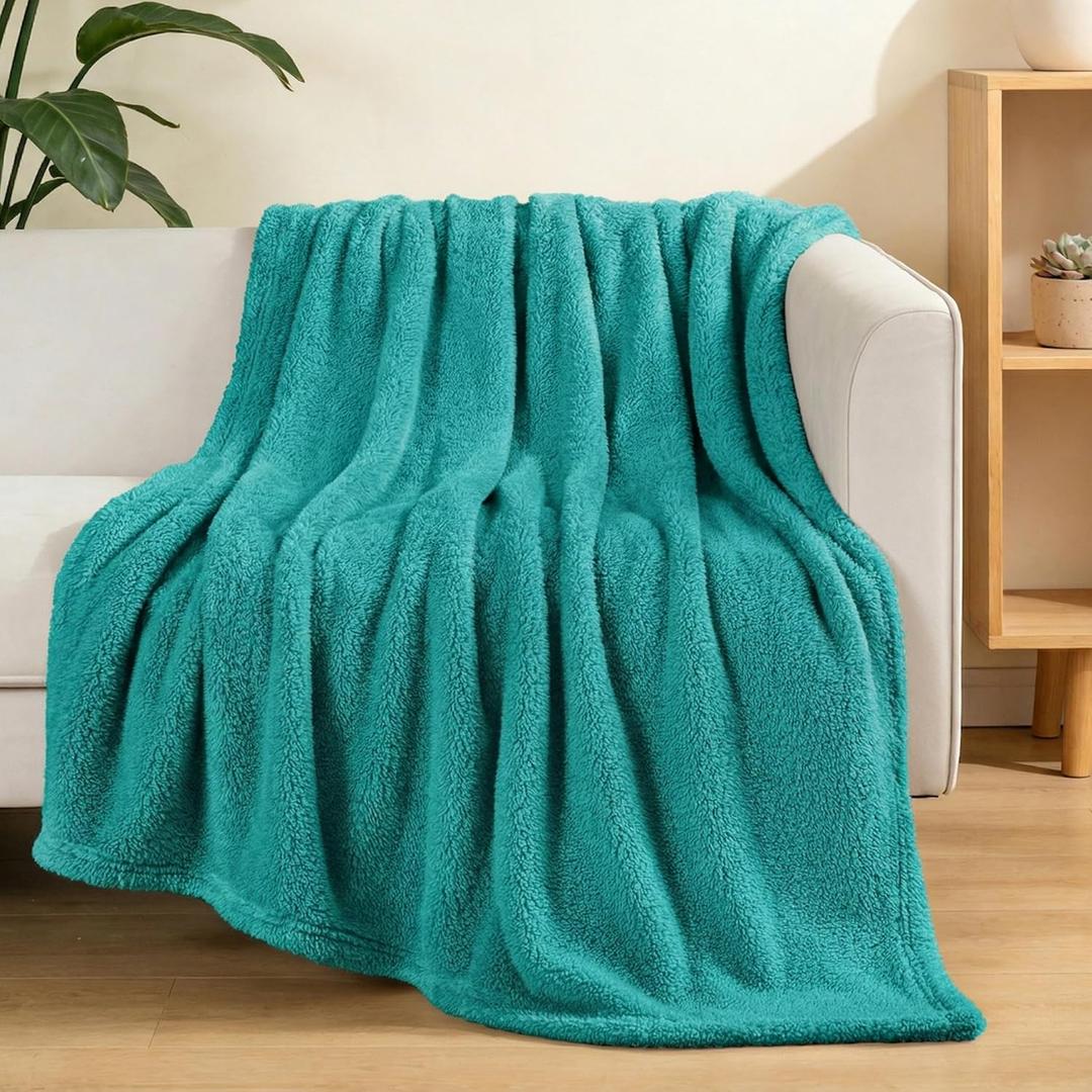 Exclusivo Mezcla Soft Fleece Throw Blanket for Couch, Super Soft Velvet Plush Fleece Blankets, Fuzzy Cozy and Warm for Winter, 50x60 Inches, Teal