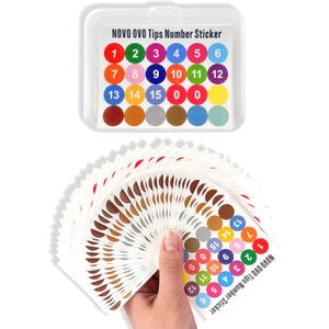 4 x NOVO OVO Nail Tips Number Stickers 24 Colorful Small Number Labels with 7 Blank DIY Stickers for Manicure Boxes, Color Cards, Nail Polish Bottles, Easily Classified and Organized