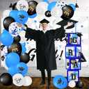 114 Pcs Blue Graduation Decorations Class of 2026, Balloons Arch Kit 4 Boxes Set Party Supplies Backdrop with So Proud of You Letters 4 Lighted Strings