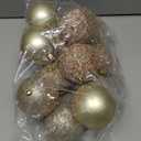 Syhood 12 Pieces Glitter Christmas Ball Ornaments Rhinestone Sequin Christmas Decorations Hanging Plastic Balls for Xmas Trees Wedding Party Holiday Decorations(3.15 Inch,Champagne Gold)