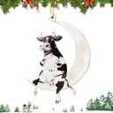 3 x Christmas Tree Decorations, Acrylic Christmas Tree Ornaments, Double-Printed Animal Hanging for Christmas Tree, Home Decor, Children's Gifts (Cow)