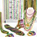 500PCS Mardi Gras Beads Throws, Bulks Green Purple Gold Metallic Mardi Gras Beads Necklaces Accessories Bulks, Beads Necklace Costumes for Parade Throws Party Decorations Supplies