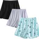 PNAEONG 3 Pack: Womens Pajamas Shorts Set Soft Elastic Waist Lounge Shorts Printed PJ Bottoms 3XL