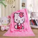 Cartoon Printing Throw Blanket for Girls Kids Adults, 40"x55", All Seasons Flannel Fleece Blanket, Soft & Warm Plush Blankets for Couch Sofa Bed Camping Travel (Pink 002)