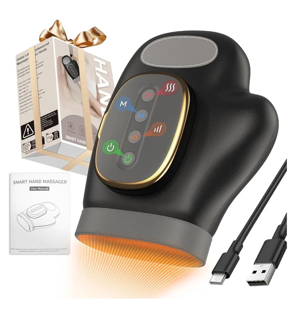 Professional Hand Massager with Heat Compression Therapy, 3 Massage 4 Temperatures 5 Compression Pain Relief Glove, Arthritis & Wrist Carpal Tunnel Neuropathy Circulation, Gifts for Women/Men