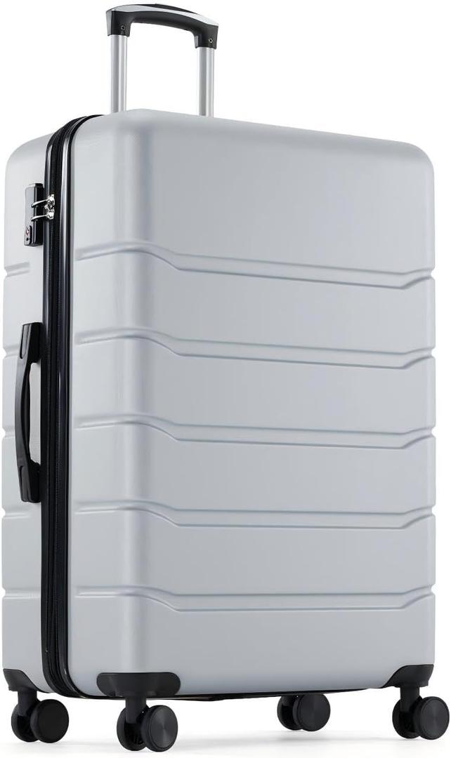 OLIXIS 20 Inch Carry-On Luggage, Hardside Suitcase with Spinner Wheels, Lightweight ABS Hard Shell Travel Luggage, TSA Approved Lock, Expandable Small Suitcase for Business & Travel–Light Grey