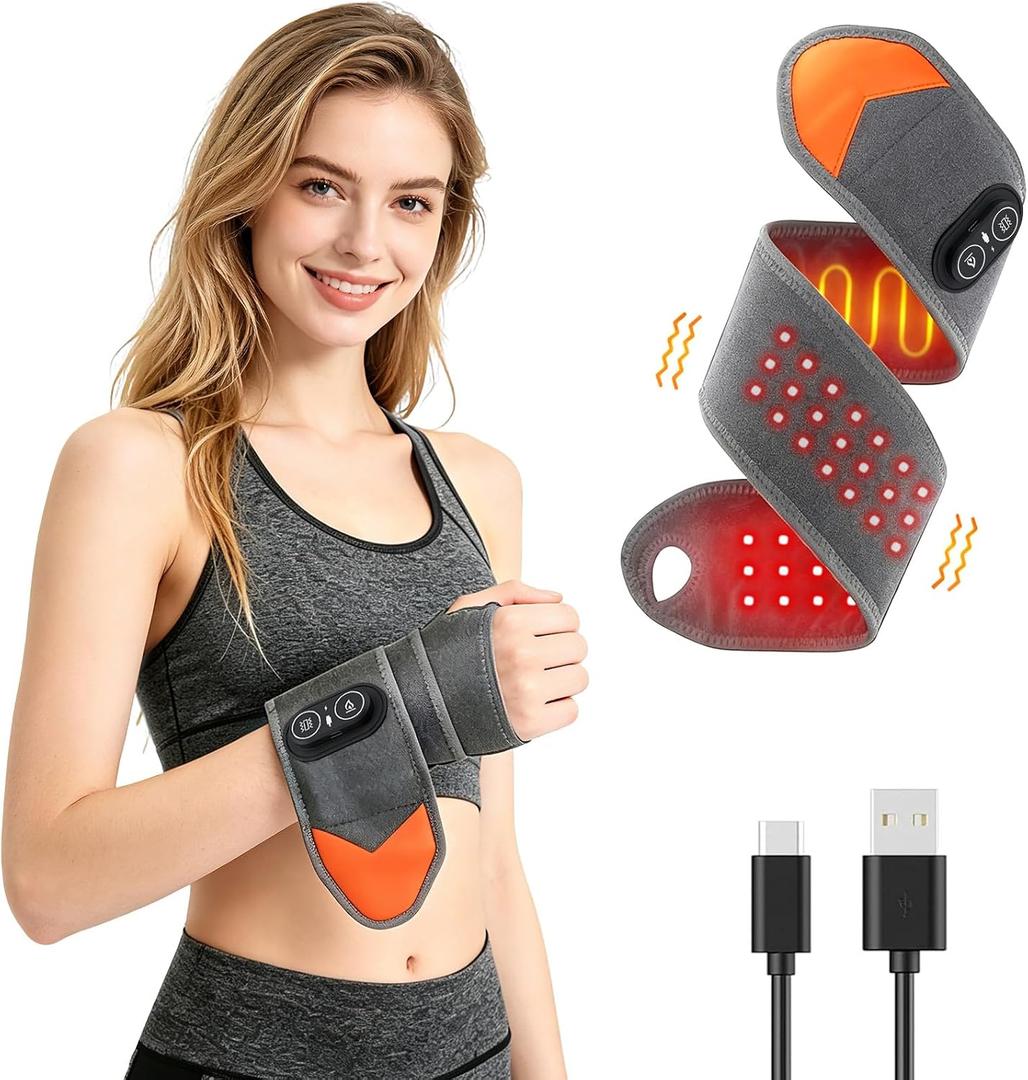 Red Light Therapy for Wrist,Portable 660nm/850nm 36 Red Light Beads Red Light Therapy for Hands with Three-Level Light Adjustment Function and Vibration Massage Effect,Therawrap for Carpal Tunnel
