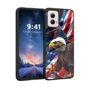 Tudguiloae for Moto G Power 5G 2024 Phone Case, Tempered Glass Back and Soft TPU Dual Layer Bumper, Shockproof Full Body Protective Phone Cover for Moto G Power 5G 2024, Cute Highland Cows