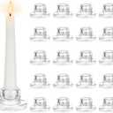 Hewory Glass Taper Candle Holders: 20 PCS Candlestick Holders Clear Short Tapered Candle Holder Set - Candle Stick Holder Decor for Table Centerpiece Wedding Party Advent Christmas Home Decorations
