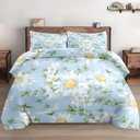 Twin Size Comforter Set with Pillowcase, Wildflower Daisy Flower Floral Soft 2 Pcs Bedding for Kids and Adults Bedroom Bed Decor (Multi 15)