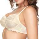 Wingslove Women's Lace Underwire Bra - Full Coverage Unlined Soft Lightweight Bras Floral, 38D