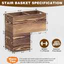 Wooden Stair Basket Organizer with Handles for Indoor Stairs(235mm Wide)