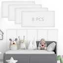 8 Pack Wall Padding for Playroom Peel and Stick Headboard 15.75" x 7.87" x 1.18" 3D Anti Collision Upholstered Wall Panels Self Adhesive Headboard Panel for Protection (White)