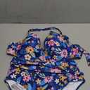 High Waisted Underwire Bikini Sets - Women 2025 Two Piece Swimsuits Halter Bathing Suits with Tummy Control Bottom (Large, Blue Floral)