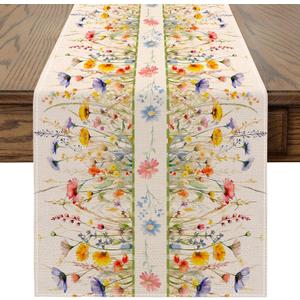 2 x Spring Table Runner 13x72 inch, Floral Spring Decor for Table, Party, Home - Farmhouse Floral Decroations