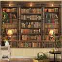 Spenlife Bookshelf Tapestry Wall Hanging Vintage Library Wall Tapestry, Old Books on Shelf Classical Study Room Student Study College Dorm Bedroom Living Room 6080 Inches