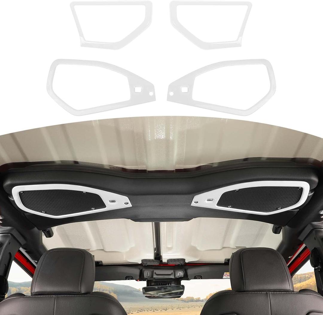 for 2024 Jeep JL A Pillar Top Roof Speaker Trim Cover Fit for Jeep Wrangler JL JLU Gladiator JT 2024 Up White Interior Accessories 4pcs
