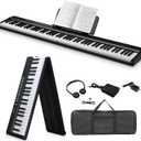 Ktaxon Foldable Piano Keyboard 88 Key Electronic Keyboard Piano with A Portable Bag, Professional Pedal, Stereo Headphones and Smart MIDI Bluetooth Function(Black)