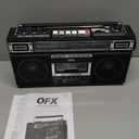 QFX J-220BT Boombox MP3 Conversion from Radio to Cassette with 4-Band (AM, FM, SW1, SW2) Radio with Bluetooth, Rechargeable Battery, Dual 3 Speakers, Built-in Microphone, Recorder, 3-Band Equalizer (Black)