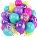 Pink Blue Purple Balloons,60 Pcs 12 Inch Confetti Party Balloons Hot Pink Metallic Purple Yellow Teal Balloon Multicolor Latex Balloon for Magic Theme Birthday Party Decorations
