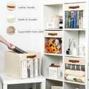 HNZIGE Fabirc Storage Cubes Bin 13x15x13 Clear Storage Cube, 4 Pack Foldable Cloth Cubby Storage Bins for Cube Organizer Closet Cabinet, Large Fabric Storage Bins for Shelves Organizer Bins- Cream