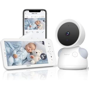 ARENTI Baby Monitor, 2K/3MP WiFi 6 Camera and Audio, 5-inch Wireless Screen, Smartphone App, Super Night Vision, Crying Detection, Auto Tracking, Temp&Humidity Sensor, Cloud&SD Card Storage (D3 Kit)