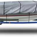 600D Jon Boat Cover Heavy Duty Waterproof Marine Grade UV Resistant Reinforced Adjustable Side Straps (12'-14' Long, 600D, Beam Width to 70")