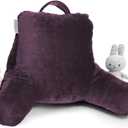 Clara Clark Reading Pillow for Kids & Teens with Shredded Memory Foam, Backrest Pillows for Reading, Watching, and Gaming, Use on The Couch, Bed, or Floor, Adjustable Support, Washable Cover Purple (Small 14")